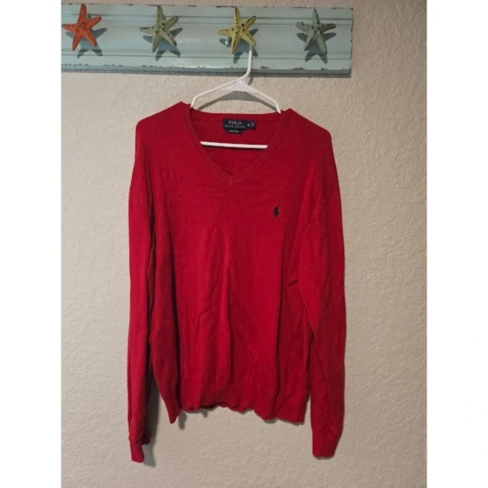 Polo RL Red V Neck Sweater